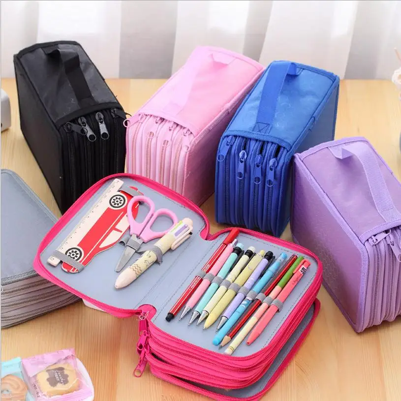 72 Holders 4 Layers/52 Holders 3 Layers Portable Canvas School pens