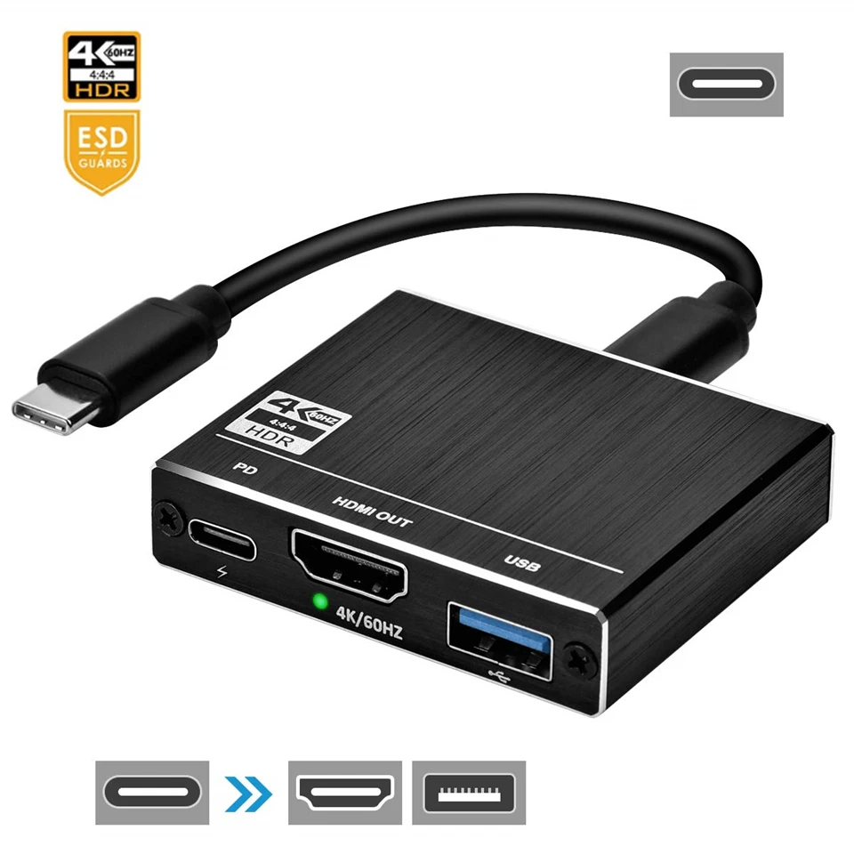 2023 Best Thunderbolt 3 USB C HUB USB 3.1 to HDMI USB Type C 100W Charging Port USB HUB for MacBook Pro Samsung S9