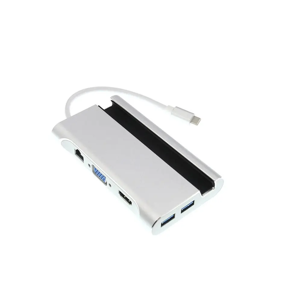 Hot-7In1 Usb C до 4K Hdmi Vga Rj45 Ethernet Usb 3,1 порт type C зарядный адаптер концентратор