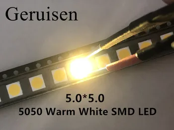 

5050 Warm white SMD SMT LED PLCC-6 3-CHIPS 5050 led 60MA Mid-power 10-18LM 0.2W High quality Wholesale 500PCS