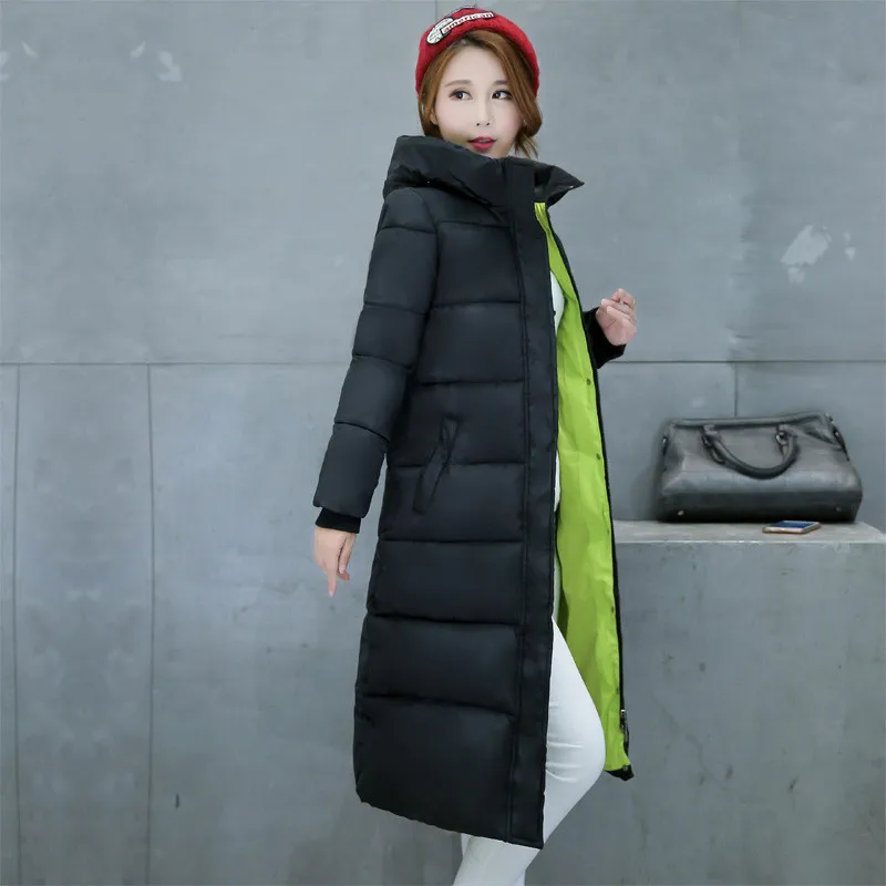 Камуфляжные женские макси пальто зимнее пальто Женская парка длинная теплая хлопковая куртка с капюшоном женская Jaqueta Feminina Inverno C3483 - Цвет: green lining