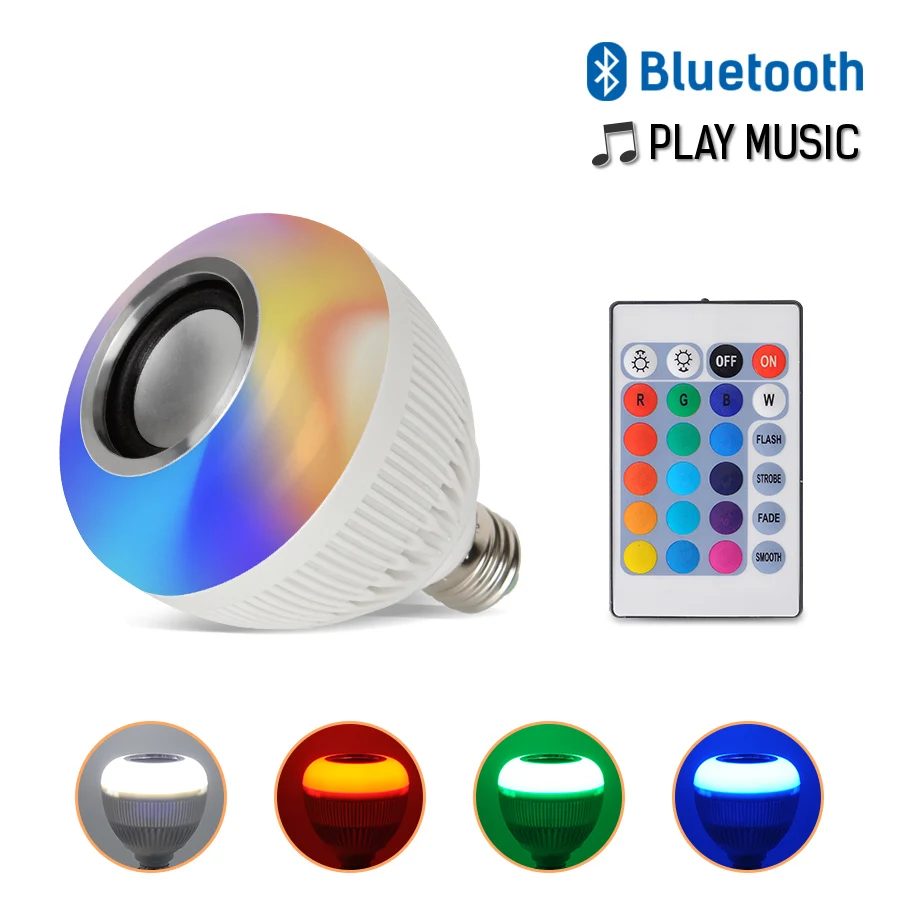 

Bluetooth Remote Control Music Bulb AC110-265V 7+3W RGB White E27 Led Music Bulb Wireless Remote Control Sound Bulb Lamp Light