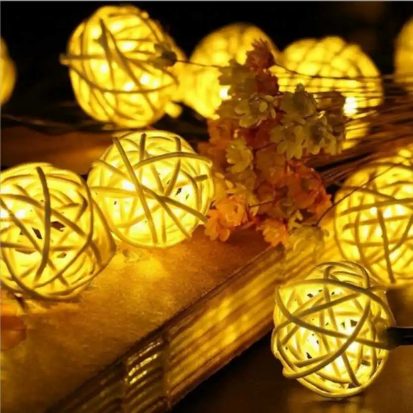 

Solar lamp String Rattan Balls Led String Fairy Garlands Holiday Christmas Lighting Outdoor Wedding Party Decor String Light