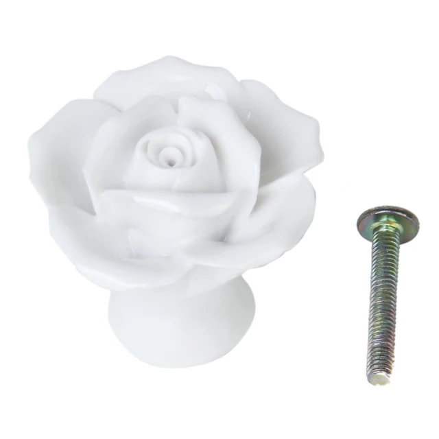 Special Price 1 x Rose Flower Ceramic Kitchen Furniture Cabinet Cupboard Handle Pull Knob---White Special Price 1 x Rose Flower Ceramic Kitchen Furniture Cabinet Cupboard Handle Pull Knob---White