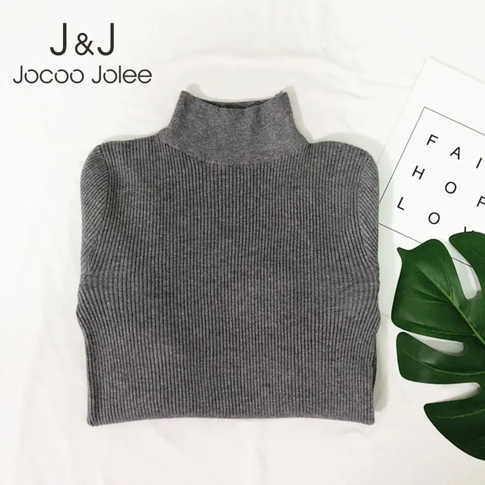 Jocoo Jolee New Fashion Autumn Turtleneck Pullovers Sweaters Primer Shirt Long Sleeve Short Korean Slim Fit Tight Sweater | Женская