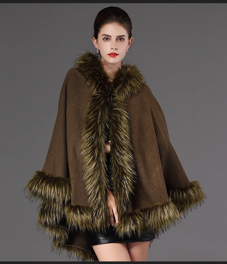 waterproof puffer coat 2019 Autumn Winter Wool Coats Women Faux Fur Hooded Cloak Luxury Designer Thick Feminine Outerwear Jackets Lady Party Clothing goose down coat