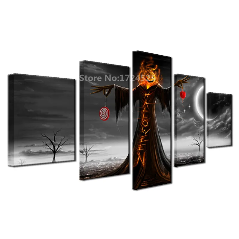 Home-Decor-Canvas-Painting-Wall-Art-Frame-HD-Prints-5-Pieces-Halloween-Night-Pumpkin-Poster-Living (4)