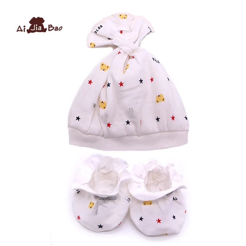 

100% Cotton Baby Knitted Warm Beanie Hat and Socks For Toddler Baby Kids Girl Boy Accessories