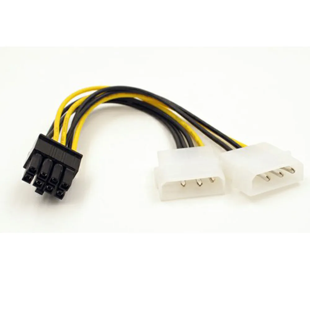 Горячая 6 дюймов 2 x Molex 4 pin к 8-контактный PCI Express Видеокарта Pci-e ATX PSU кабель