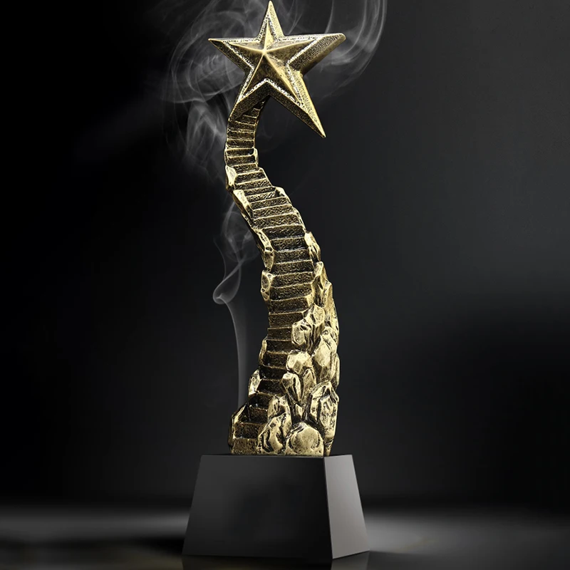 

RTAT0043 Free Custom New Design Step Up Peak Start Enterprise Club Business Gift Resin Coppery Trophy Cup Award Souvenir