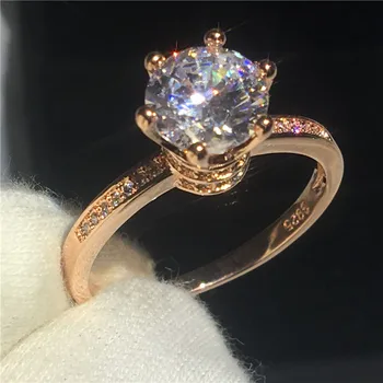 

Fashion Lady Crown ring 1ct AAAAA Zircon Cz Rose Gold Filled 925 silver wedding band rings for women bridal Jewelry Gift
