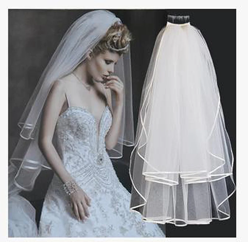 

Short Wedding Veils Two Layers Satin Edge Birdcage Veil Bridal Veils High Quality Tulle 2019