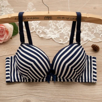 

Yasemeen Black and White Stripped Bow Bras Wire Free Push Up Bras for Small Chest Plus Size Bras for Women 38B for Young Girls