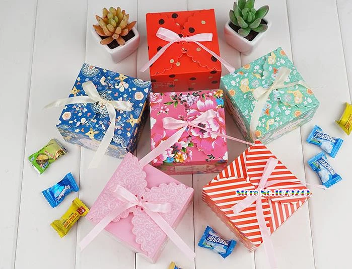 9,5x9,5x5,7 мм креативные квадратные, карамельные коробка с лентой, свадебный подарочный пакет коробка шоколадных конфет Свадебная вечеринка подарочная коробка