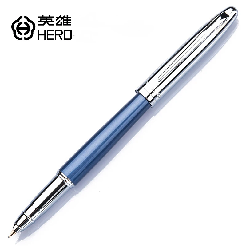 Hero 100 10K Золотая перьевая ручка, классическая металлическая авторучка, городская мода, для женщин, леди, подлинное качество, синие чернила, ручка для письма, подарочный набор