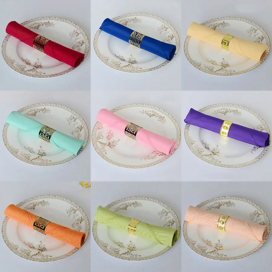 

50pcs 45 x 45cm Hotel Wedding Decoration Polyester Table Napkins Visa Dinner Cloths Banquet Handkerchiefs Linen Placemats
