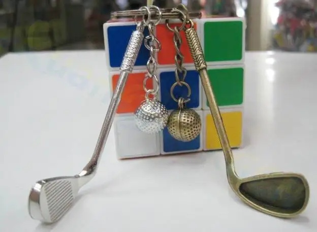 Брелок для ключей с бильярдным шаром из ПВХ, мини брелок для ключей для бильярда, мужские автомобильные брелки, спортивные сувениры, вечерние подарки для школы, подарок на день рождения - Цвет: golf club