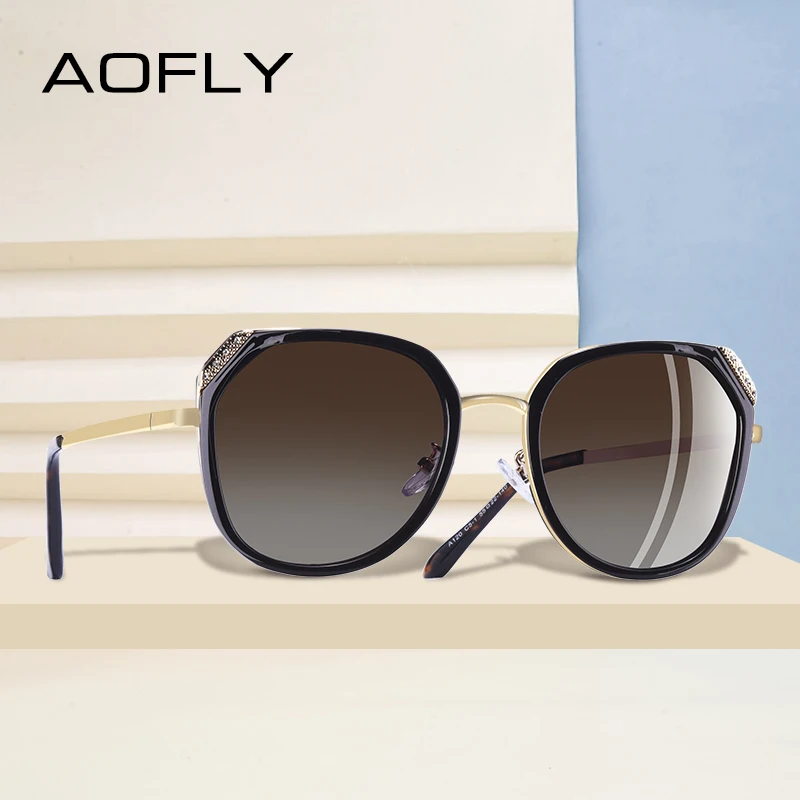 

AOFLY BRAND DESIGN 2019 Polarized Sunglasses Women Sunglasses Female Rhinestone Inlay Unique Frame Shades UV400 A120