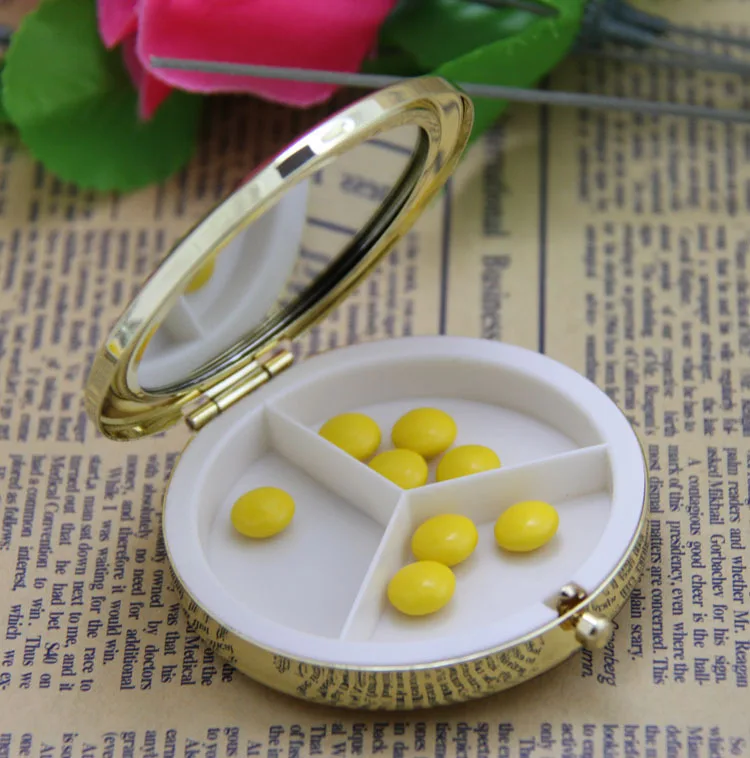 120pcs 70MM Metal Blank Pill boxes with Compact Mirrors DIY Storage Box