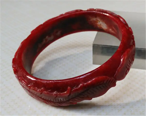 

Hot sell ->@@ NEW VINTAGE HAND-CARVED CHINESE RED JADEITE JADE BANGLE BRACELET 65.6 MM NEW -Top quality free shipping