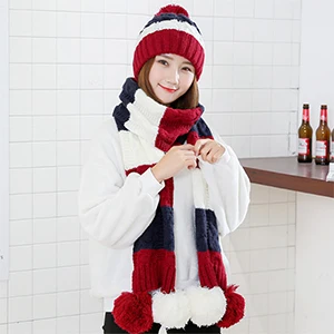 Wine Red Set 1 Модный подарок, теплая шерстяная зимняя женская шапка, s и шарфы, элегантный шарф, шапка, набор для женщин, 2 вида, шапка, шарф, наборы, длинные женские шарфы - Цвет: Wine Red Set 1