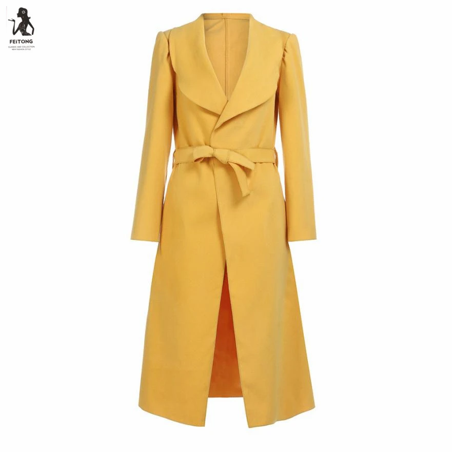 

Women Long Duster Jacket Ladies French Belted Trench Waterfall Coat
