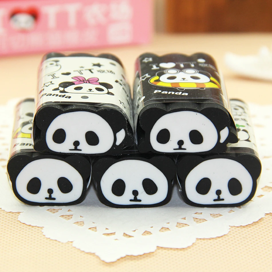 3 Pcs Cartoon Panda Style Eraser Rubber For School Student Stationery Supply 