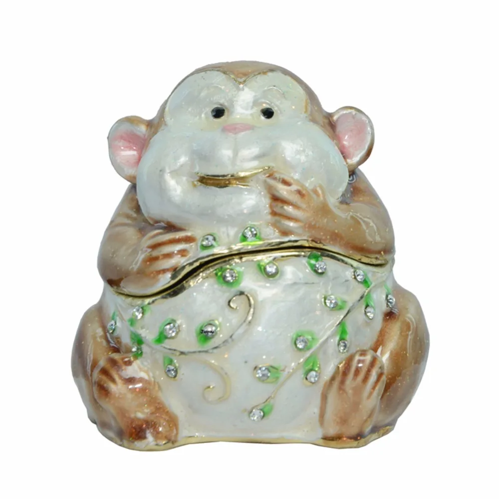 TBP0114-monkey enameld treasure box