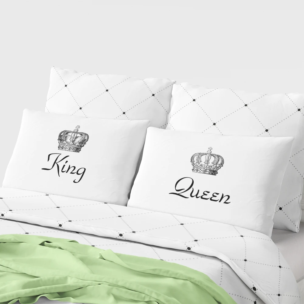 

IKathoME Black/White Letter Print Queen King Pillowcase,Bedroom Bedding Decorative Body Pillow Case 20x30in Valentine's Day Gift