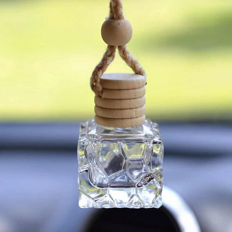 Glass Clear Refillable Car Fragrance Perfume Air Freshener Hanging Bottle Car Perfume Empty Bottles