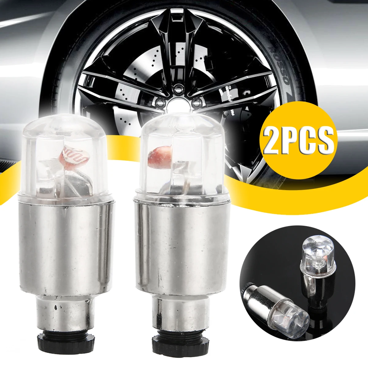 2 pcs Car Motorcycle Wheel Car Motor Bike Tire Tyre Valve Lamp Cap Spoke Neon LED Flash RGB Light Lamp