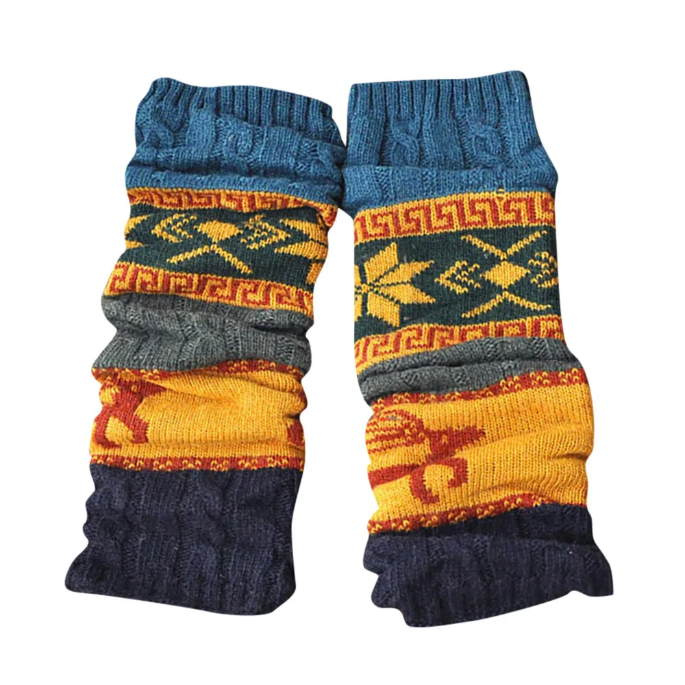 1 пара рождественские вязаные гамаши новые модные толстые зимние повседневные теплые женские длинные носки вязаные носки повседневные носки печворк Новые Топы - Цвет: B