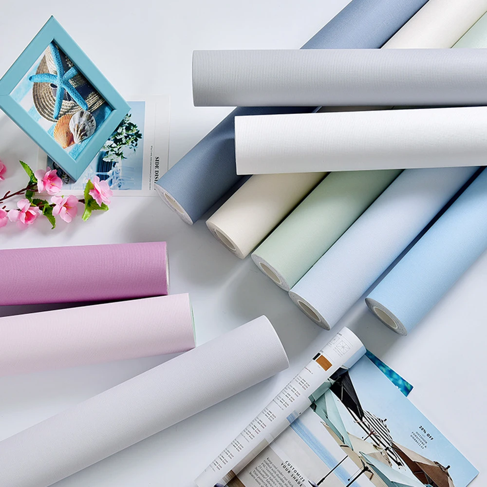 

45*100cm Solid Color PVC Fabric Waterproof Self adhesive Wallpaper Modern Murals Backdrop Living Room Renovation of Furniture