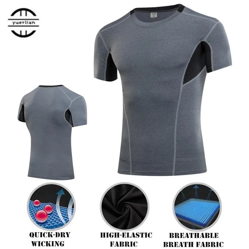 

Men Pro Wicking&Quick Drying Slim T-Shirt,Elastin Running GYM Sport Compression Tight Short Sleeve Underwaer,Anti Wrinkle,1043