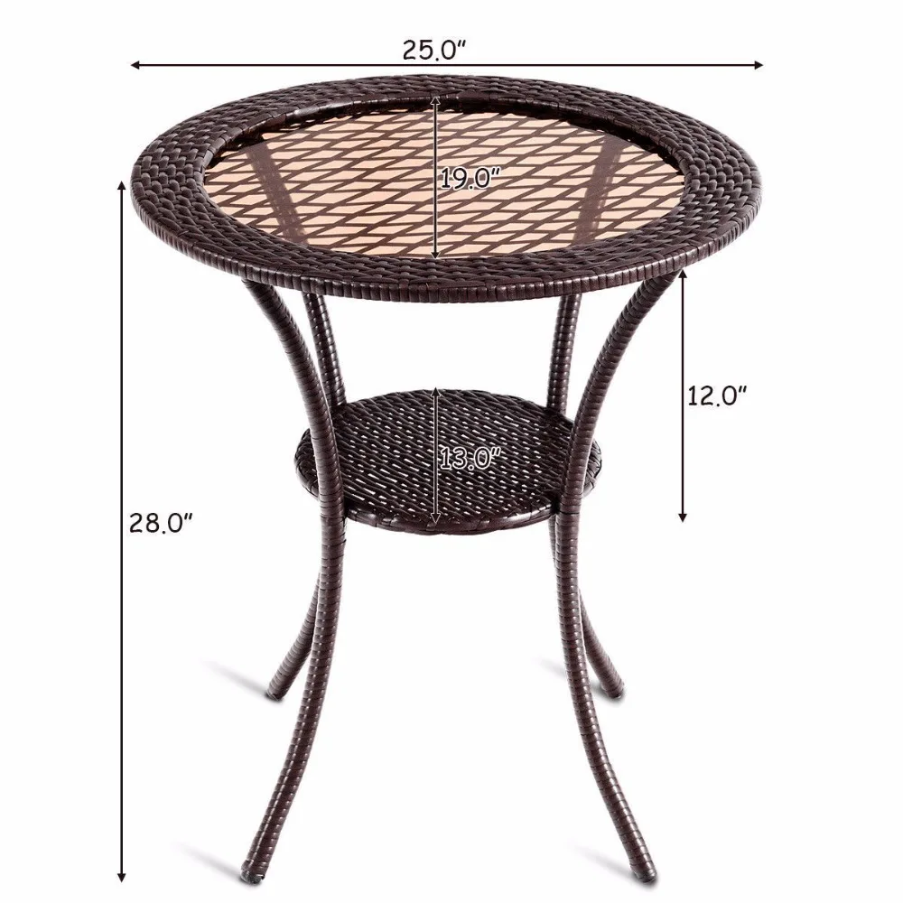 Giantex Round Rattan Wicker Coffee Table Glass Top Steel Frame Patio Furni W/Lower Shelf Home Furniture HW59335 Giantex Round Rattan Wicker Coffee Table Glass Top Steel Frame Patio Furni W/Lower Shelf Home Furniture HW59335