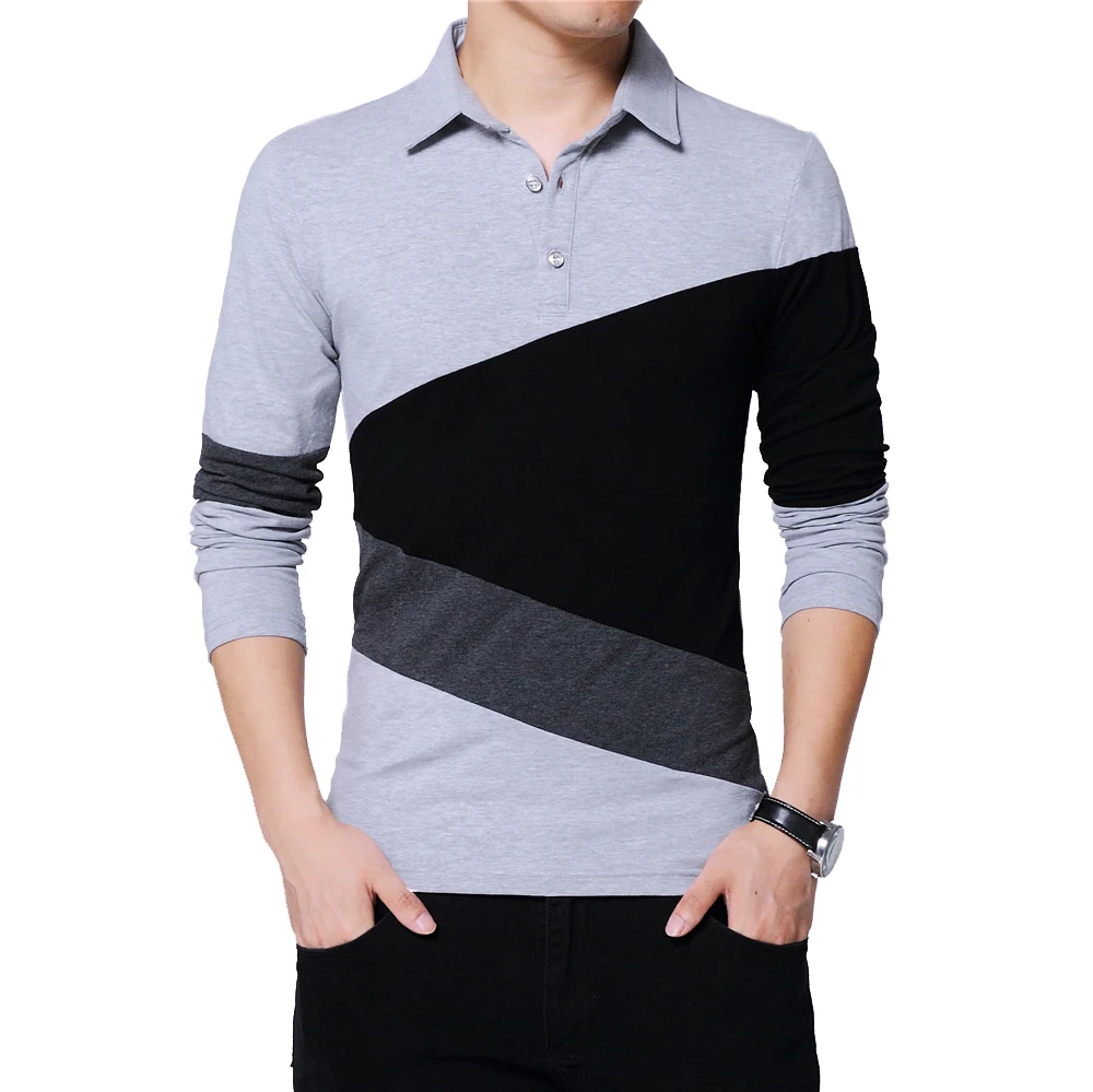 

TFETTERS New Autumn Casual Long Sleeve T Shirt Men Cotton High Quality Color Patchwork Oversized T Shirt Size M-5XL
