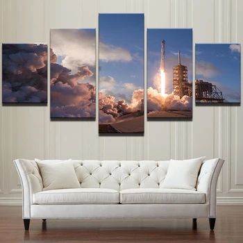 

5 Pieces Print Picture Poster HD Print Painting Falcon 9 For Modern Decorative Bedroom Living Room Home Wall Art Decor frame