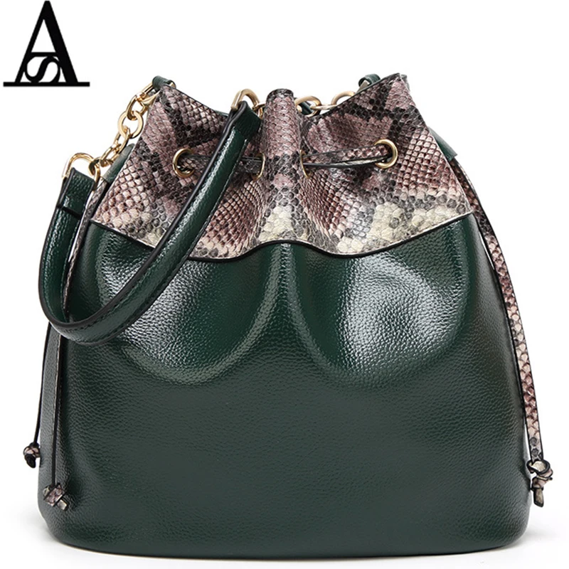 AITESEN Retro Fasion Patchwork Louis Bucket Tote Bag Classic Snake
