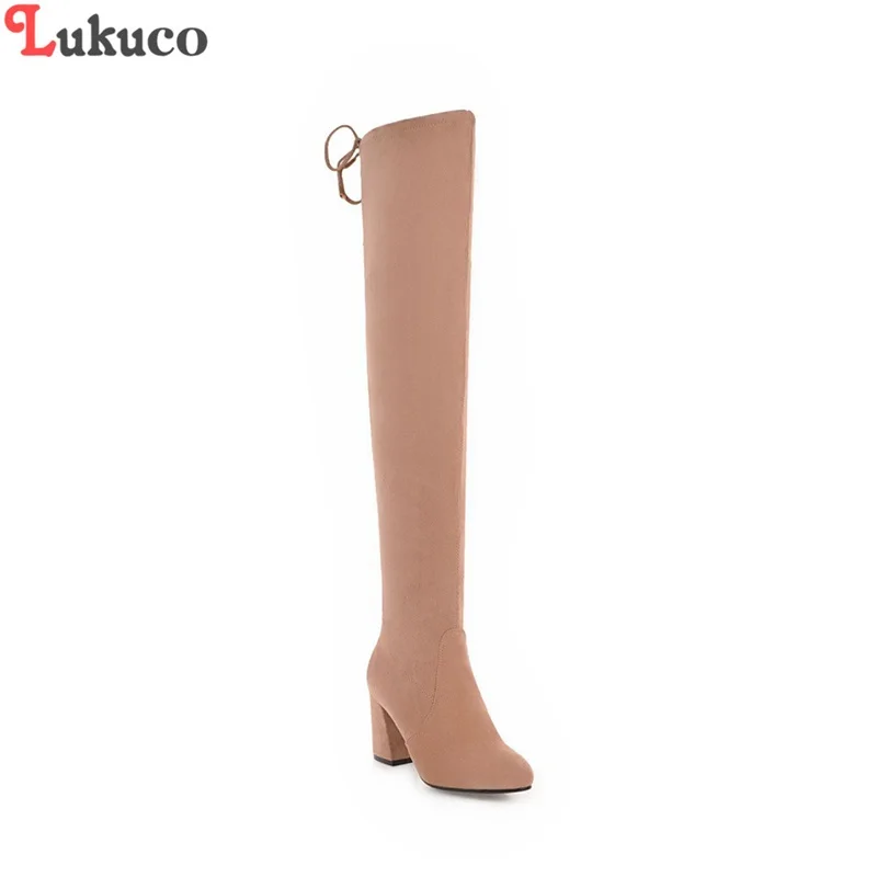

2019 Concise Large Size 34-48 Boots Over the Knee Boot Comfort Fall Winter Faux Suede Boots Fashion Shoes Woman Black Pink Gray