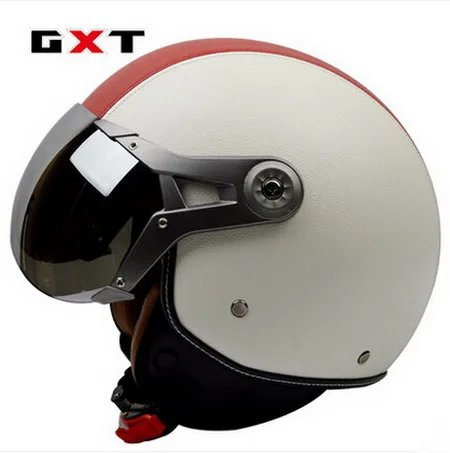 Половина лица мотоциклетный шлем электрический велосипед шлемы воздушные силы винтажные G-288 Ретро стиль мотоциклетные шлемы из АБС размер L XL - Цвет: white red Striae