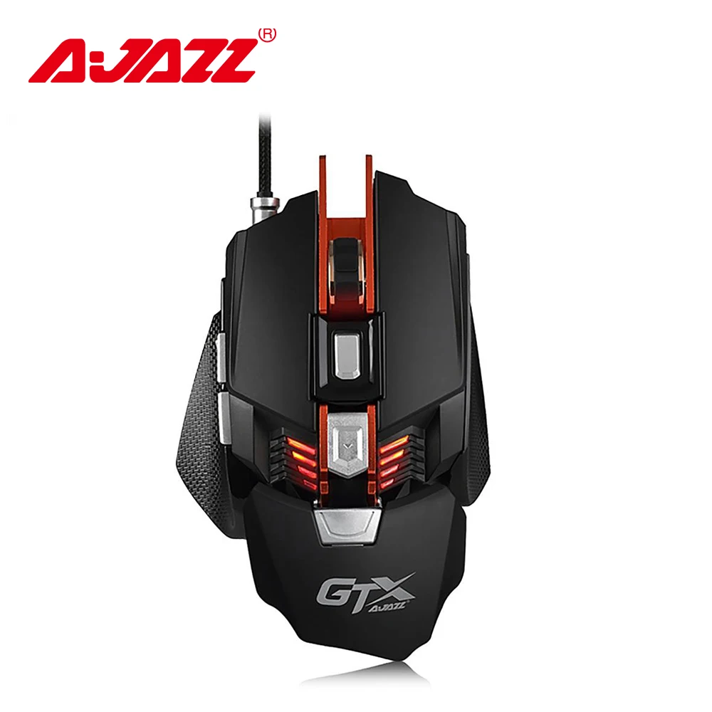 

Original Ajazz GTX 7 Buttons Wired Gaming Mouse Ergonomic 4000 DPI Adjustable for Wrist Pad and Weight Durable Mechanical Mouse