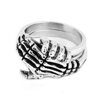 

Classic Handshake Ring Stainless Steel Jewelry Vintage Gothic Separable Handshake Biker Mens Ring Wholesale SWR0577A
