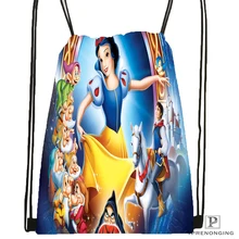 Пользовательские Белоснежка семь гномов@ 09 походная сумка на шнурке милый рюкзак для детей(черная спинка) 31x40 см#180531-02-36