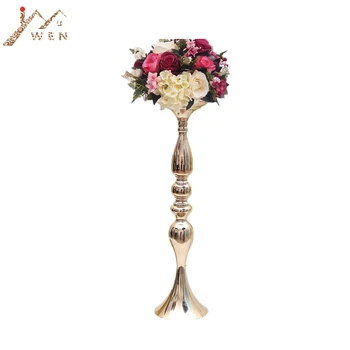 

IMUWEN Gold Candle Holders 50cm Metal Candlestick Flower Vase Table Centerpiece Event Flower Rack Road Lead Wedding Decoration