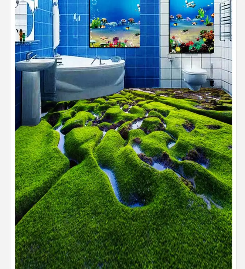 Moss Felsen Meer Boden Badezimmer Schlafzimmer 3d Boden Tapete 3d Fur Badezimmer Dekoration Floor Wallpaper 3d Floor Wallpaperfloor Wallpaper 3d Aliexpress