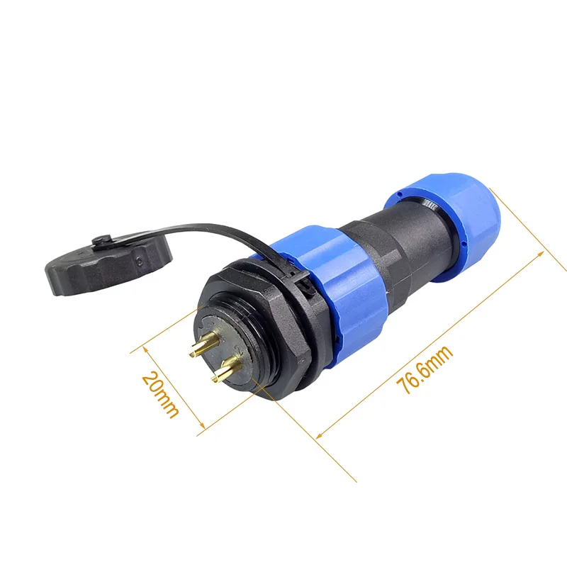 SP20 Waterproof Aviation Connector 2 3 4 5 6 7 9 12 P Pin IP68 20mm Circular Power Cable Male Plug Jack Female Socket