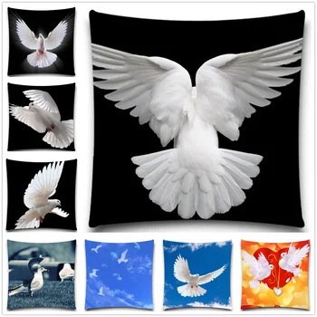

Dove Square Pillow Case Cushion Countryside Cover Home Living Bed Room Decorative Coffee Shop Office Relax Throw Back Pad