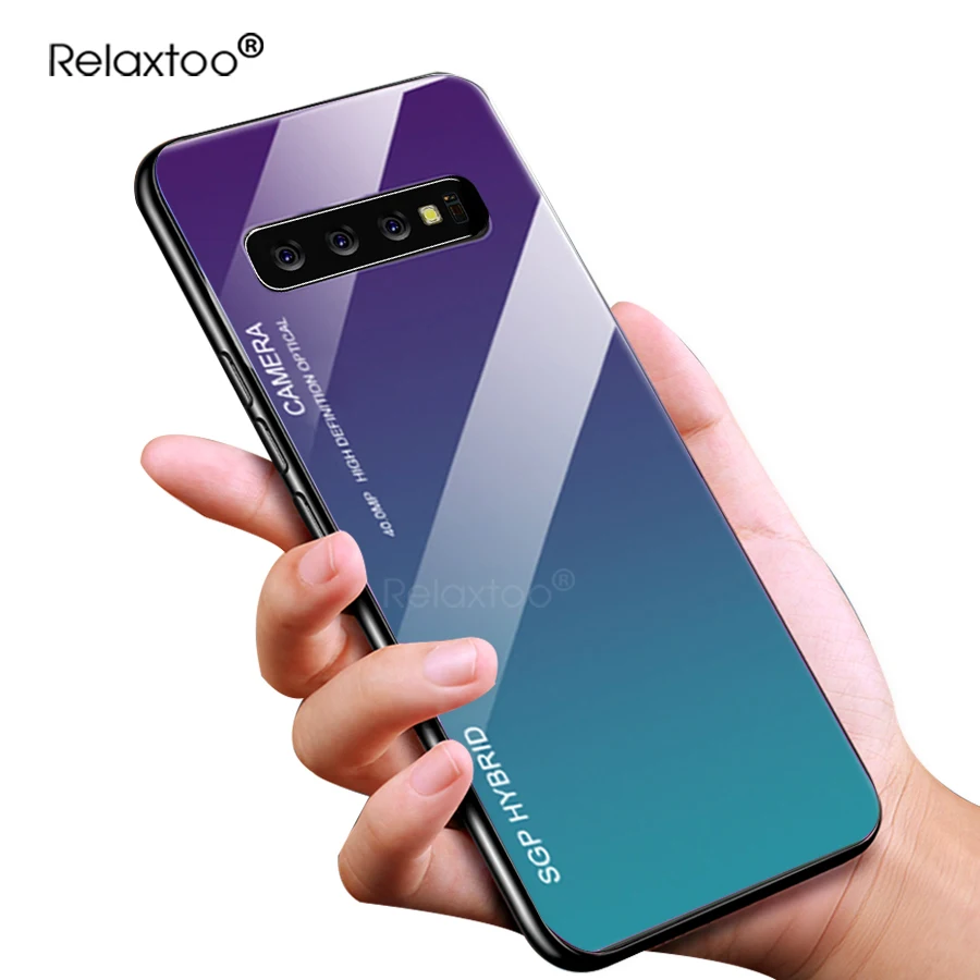 

s10 plus case for samsung galaxy s10e s10plus cover gradient tempered glass phone cases for galaxy s 10 e 10e 10plus coque capa