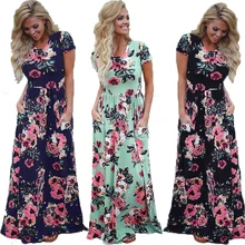 Vestido Florar elegante para mujer Vestidos largos novedad de verano 2020 vestido bohemio Vintage Maxi Vestidos de talla grande túnica femenina otoño 3XL