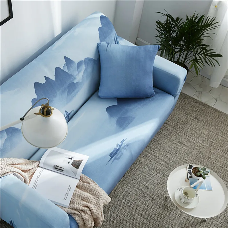Китайские элементы чернила из стрейчевого эластичного материала с принтом диван крышка универсальный чехол диван чехлов для домашнего декора 1/2/3/4 сидения, цена производителя